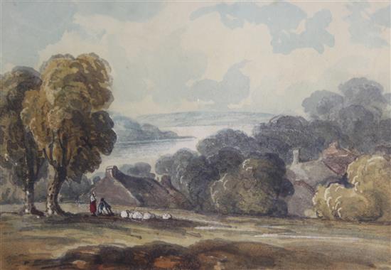 Robert Taylor Pritchett (1827-1907) North Wind No. 1, signed monogram, 8 x 6.5in. and after John Varley, watercolour, Landscape with fi